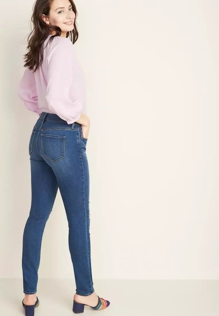 Buy Old Navy Mid Rise Distressed Pop Icon Skinny Jeans for Women