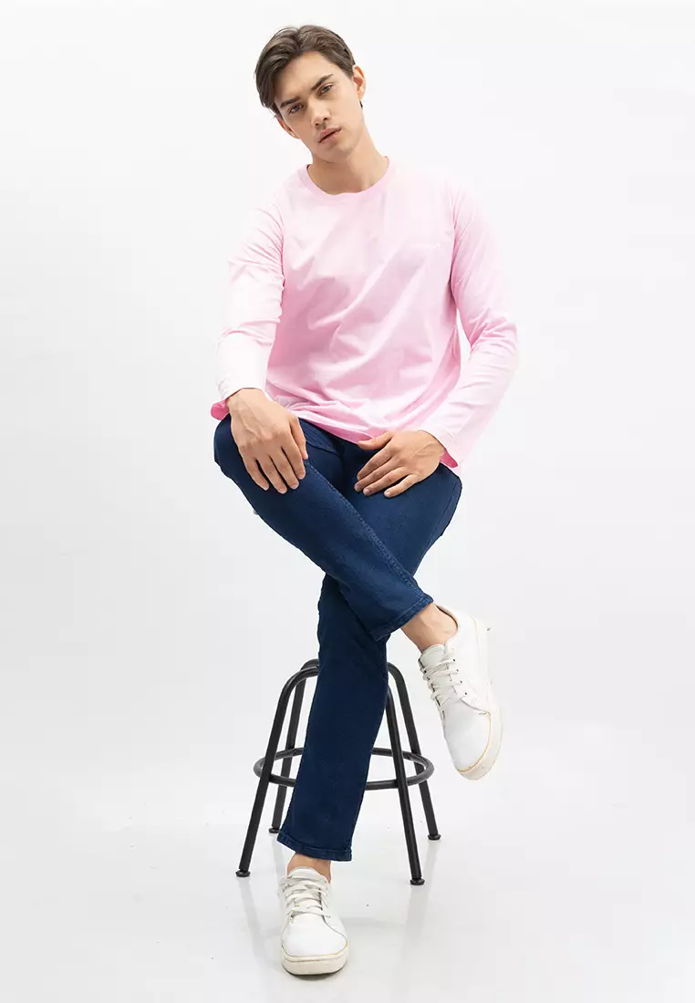 Houseofcuff Kaos Cotton Combed Lengan Panjang Pria Baby Pink