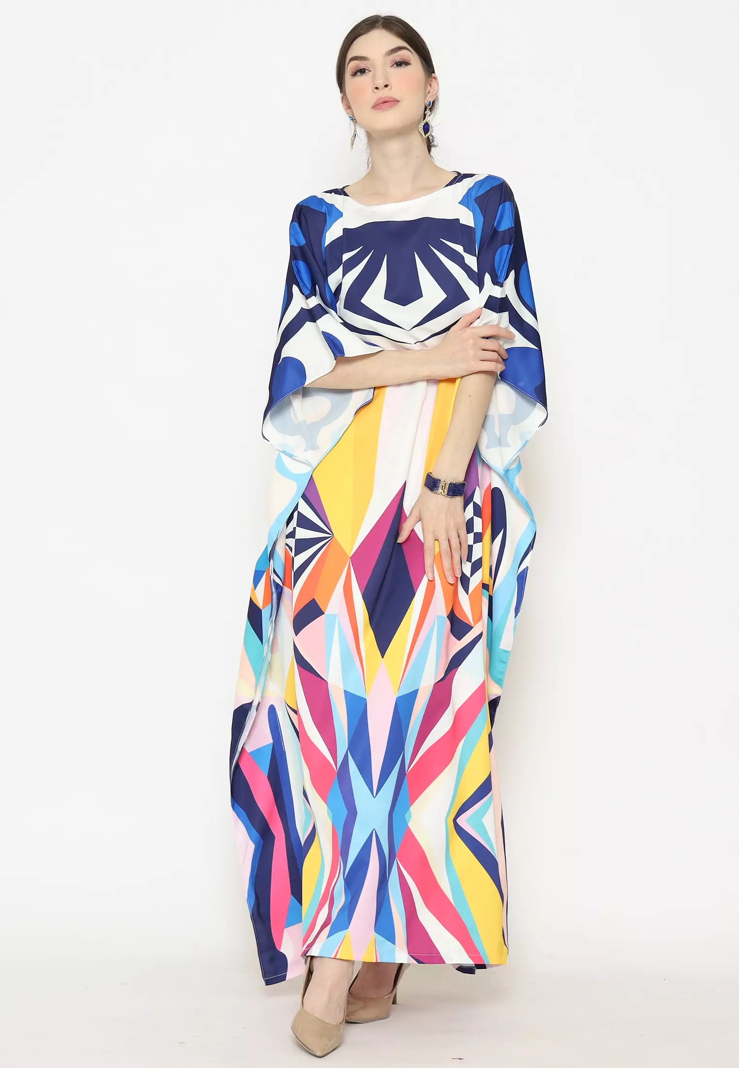 Kanzi Exclusive Short Sleeve Abstrac Kaftan
