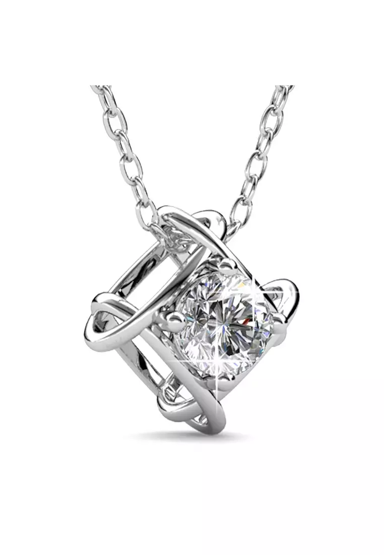 Majestic Beauty Necklace Embellished with SWAROVSKI® crystals-White Gold/Clear
