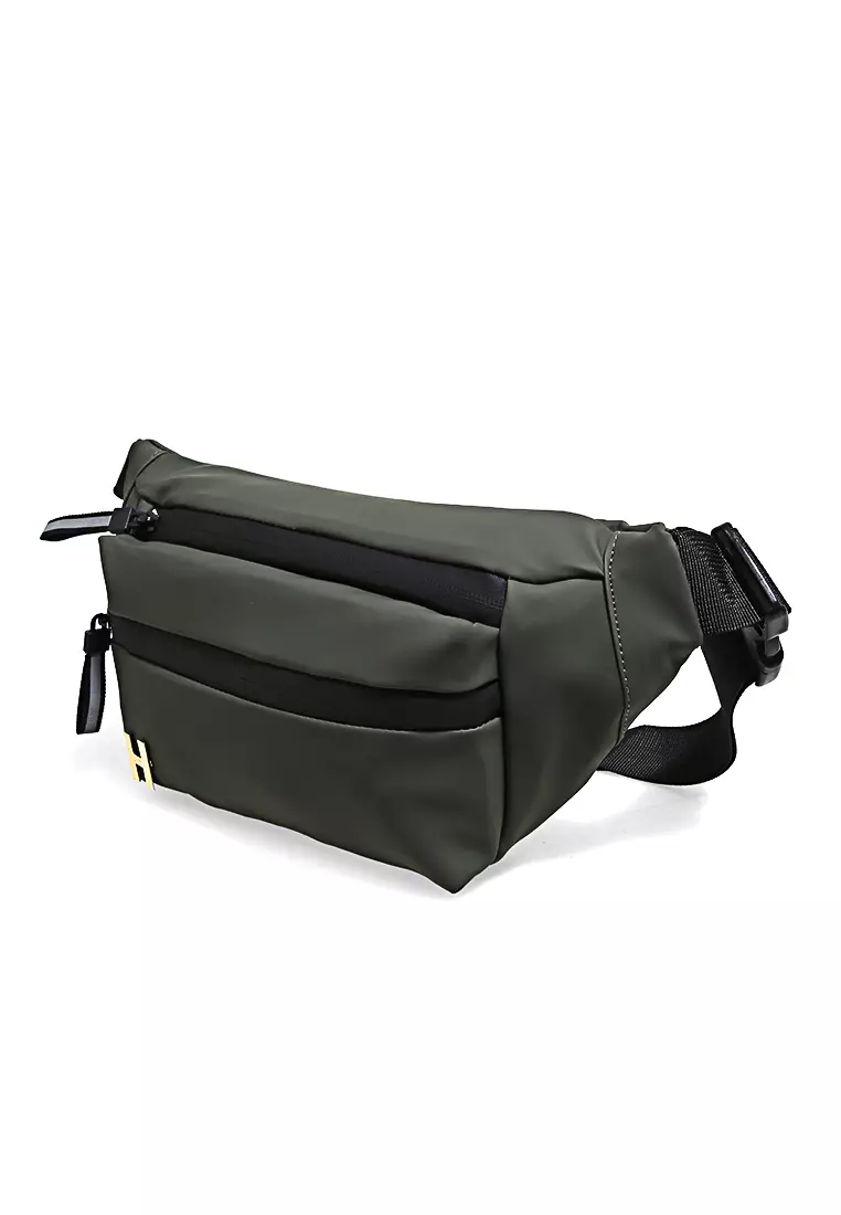 Roger Tas Selempang Pria Tahan Air Waistbag with Hole for Earphone Material Oxford ORIGINAL - Army Green