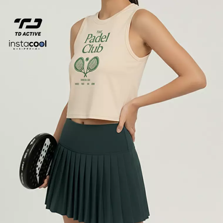 TDACTIVE Baju Olahraga Wanita Padel Tank Top "padel club" UAT cream LSF11