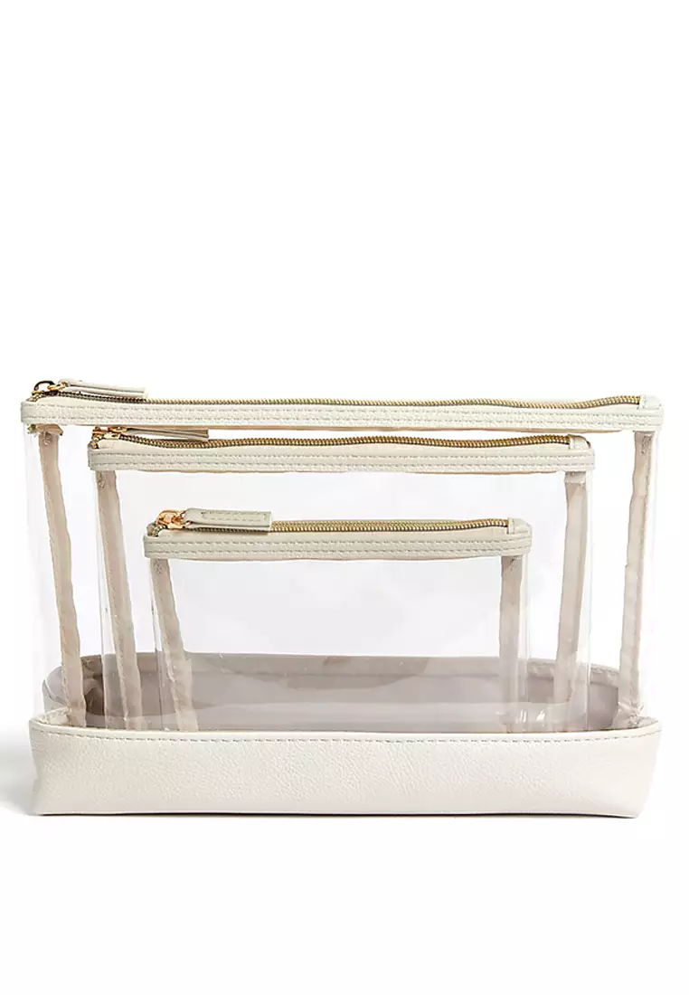 3 Piece Clear Makeup Bag Set