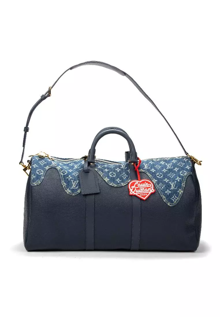 Louis Vuitton Keepall Bandouliere 50 Blue Pink Taurillon Weekend Travel Bag
