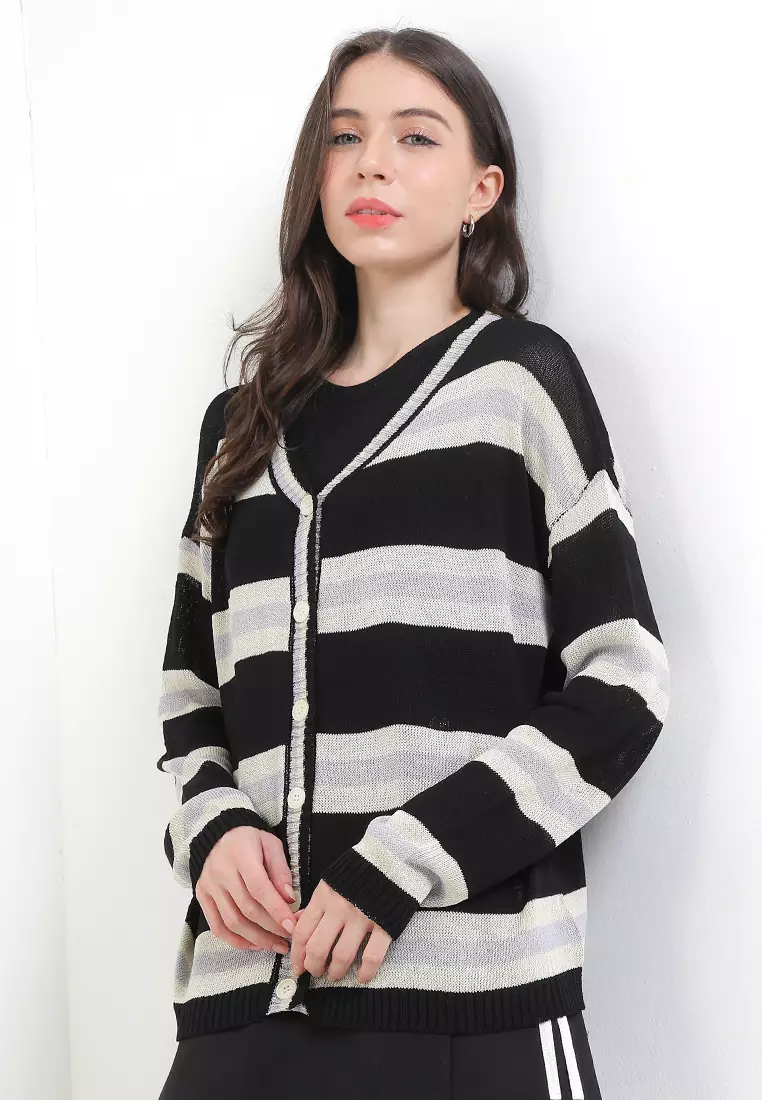 Jual ELLE Striped Knit Cardigan Original 2025 ZALORA Indonesia ®