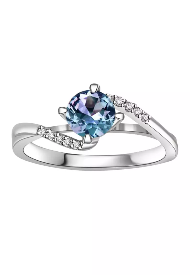 [ Alexandrite Collection ]  Adelaide Alexandrite Ring WG - Cincin 0.5CT Alexandrite S925 by Her Jewellery