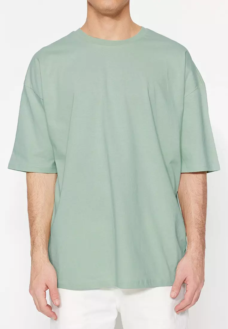 Dark Mint Oversize Basic T-Shirt 100% Cotton Short Sleeve