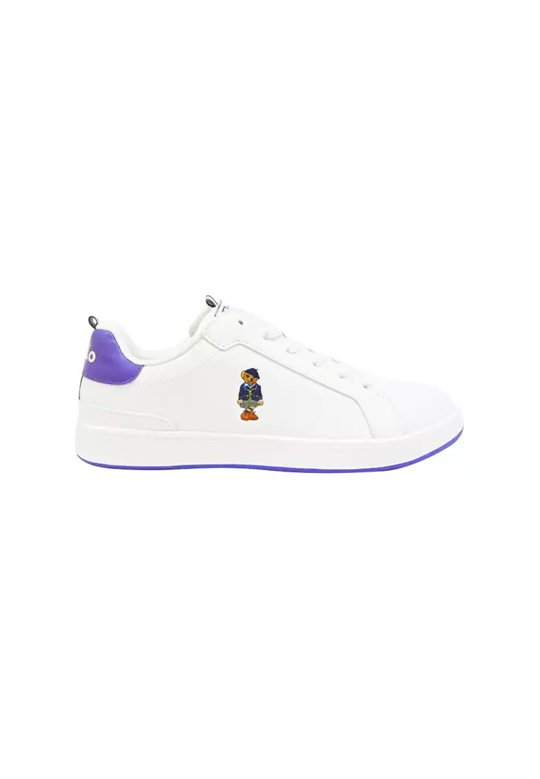 Discount on Polo Ralph Lauren  shoes - SKU: Heritage Court Bear- White/Purple