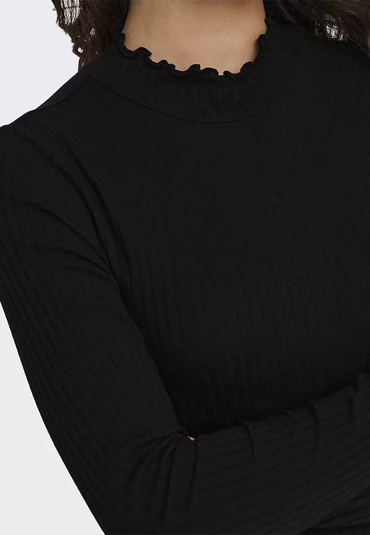 High Neck Rib Blouse