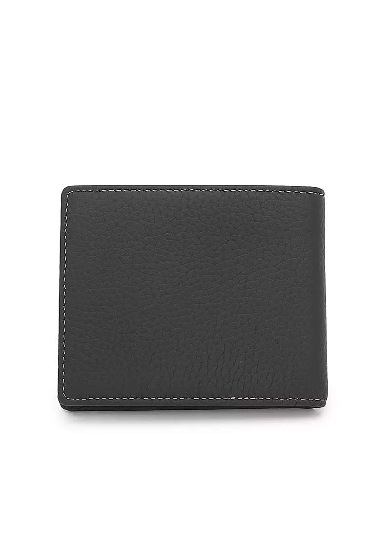 Genuine Leather RFID Short Wallet - Black