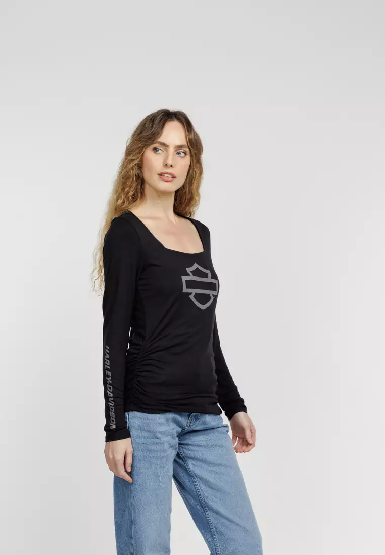 Harley-Davidson Bar & Shield Square Neck Long Sleeve Top