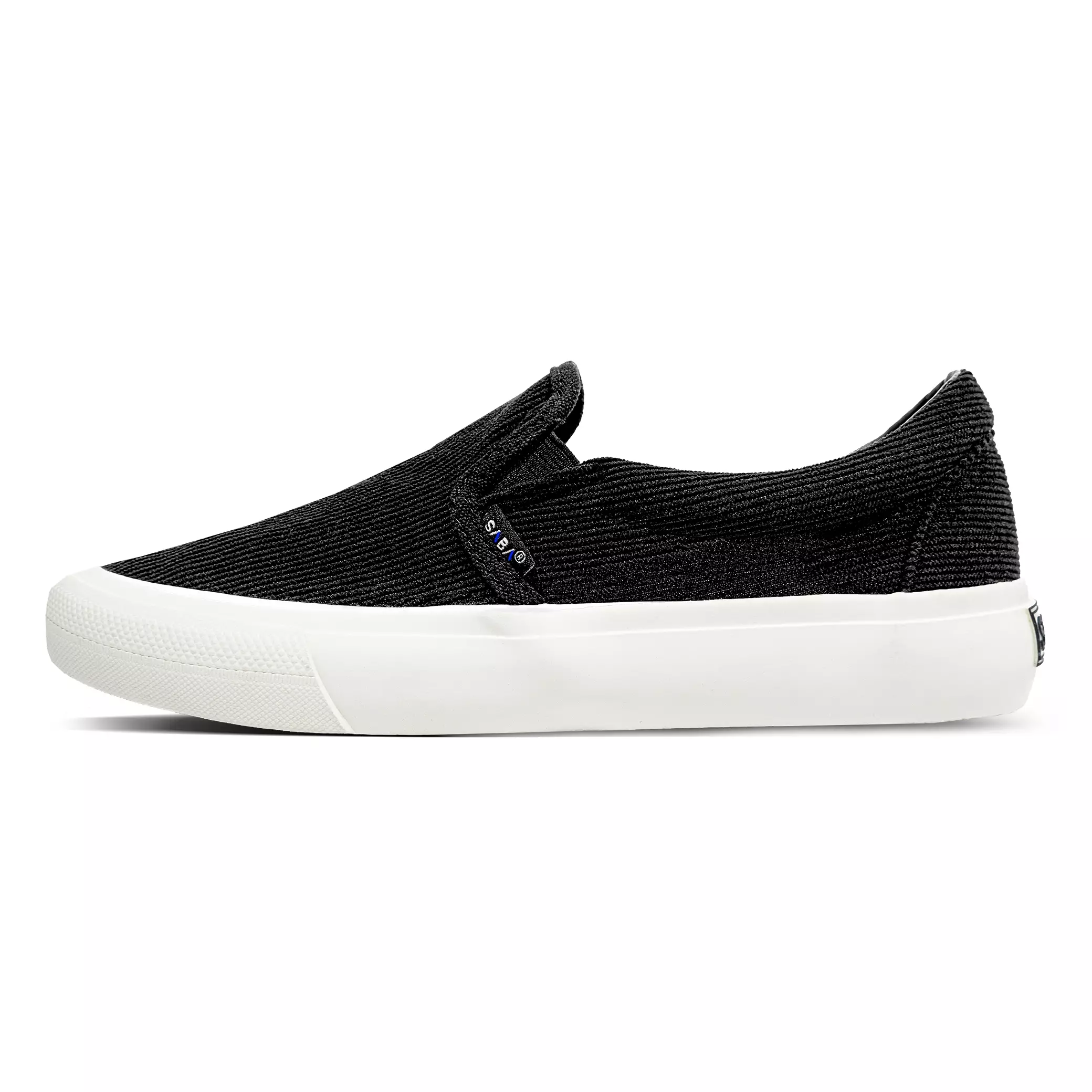 SABA Corduroy Slip On All Black White - Sepatu Sneakers Casual Pria Wanita CRD 42