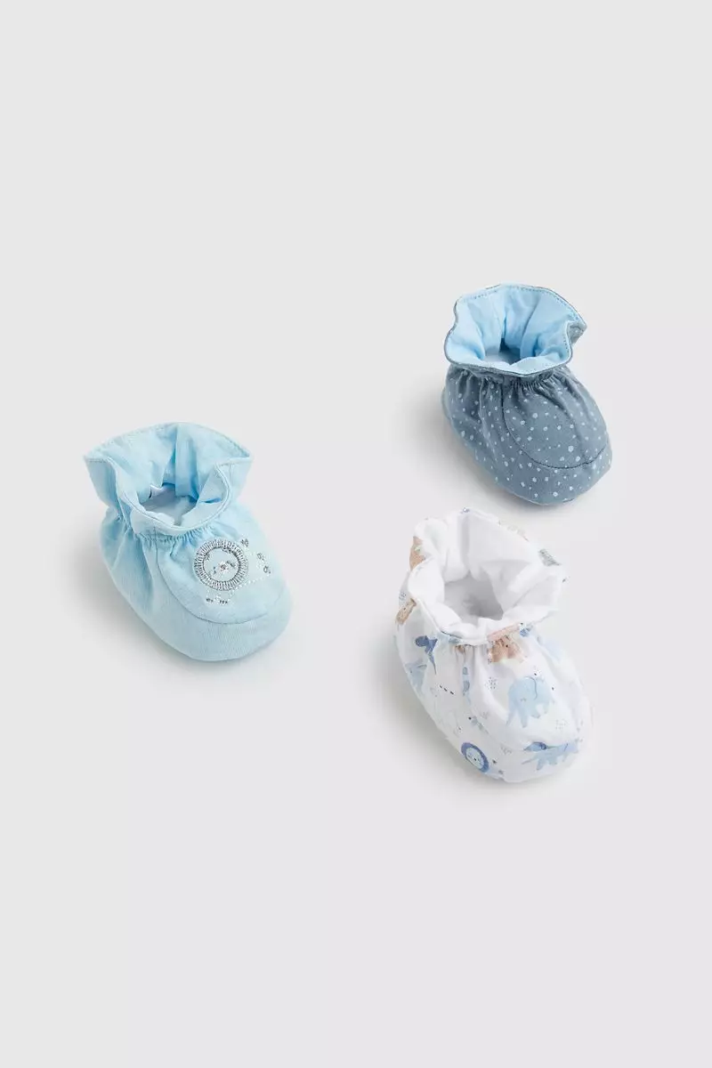 Mothercare Safari Baby Booties - 3 Pack - Sepatu Bayi Laki-laki (Biru)