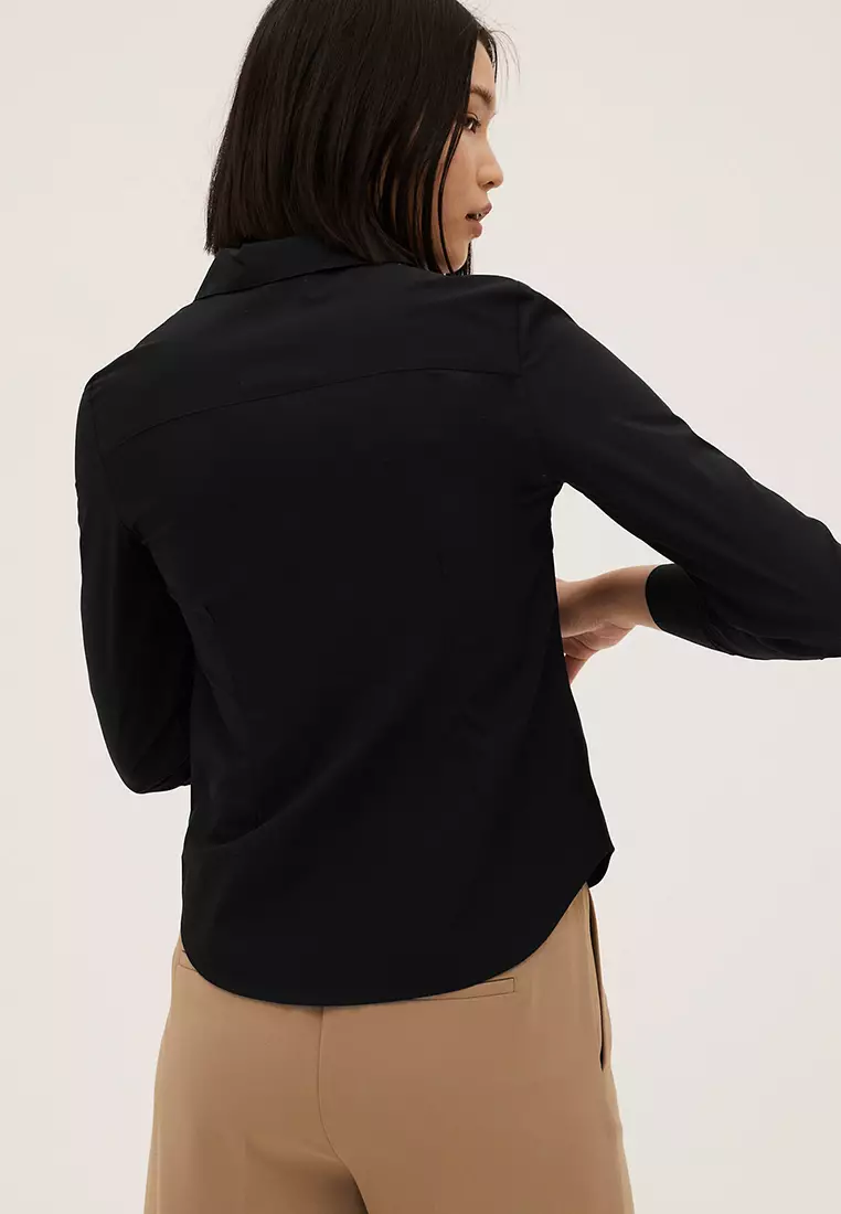 Cotton Rich Collared Long Sleeve Shirt