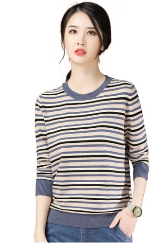 A-IN GIRLS multi Fashion Round Neck Striped Sweater D60D8AADF0E242GS_1
