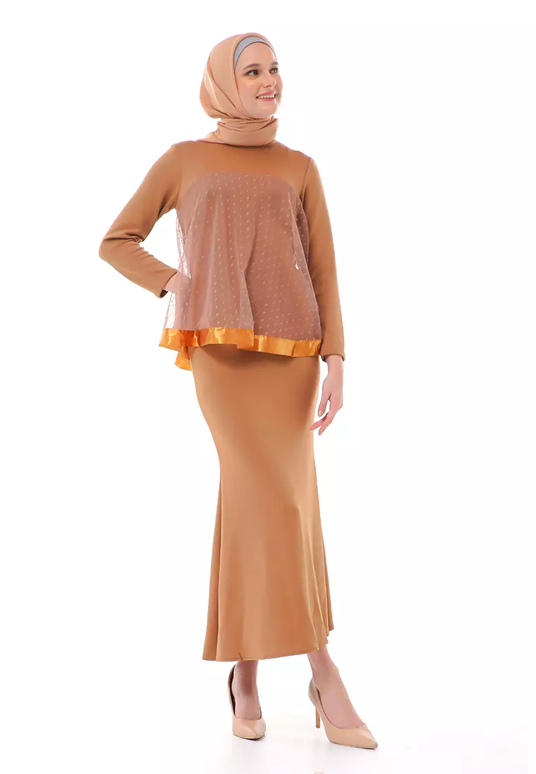 Gaun Model Duyung Fashion Muslimah Atasan Wanita Long Stlye Premium High Quality - Mocha