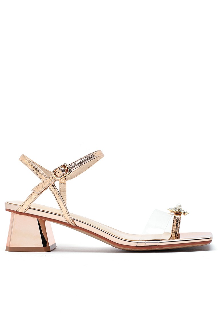 5CM Rhinestone Buckle Strap Mid Heel Sandals 2245-3
