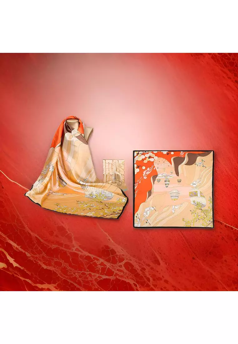 Luxury Silk Ladies' Large Scarf, Sun-Proof Crepe Satin, Premium Souvenir.