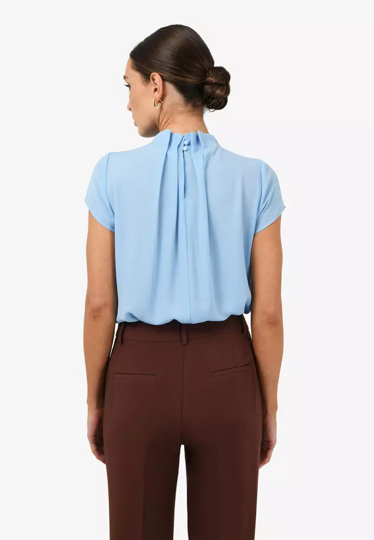 Olivia Pleated High Neck Top