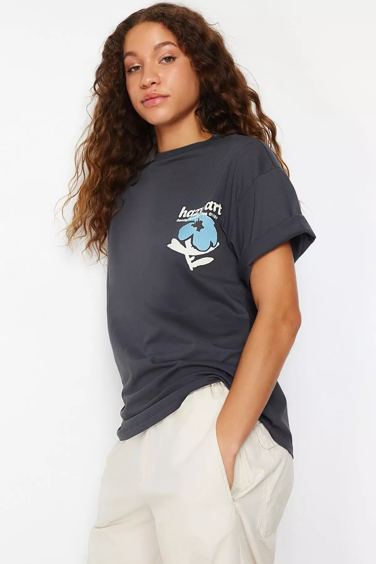 Crew Neck Cotton Graphic T-Shirt