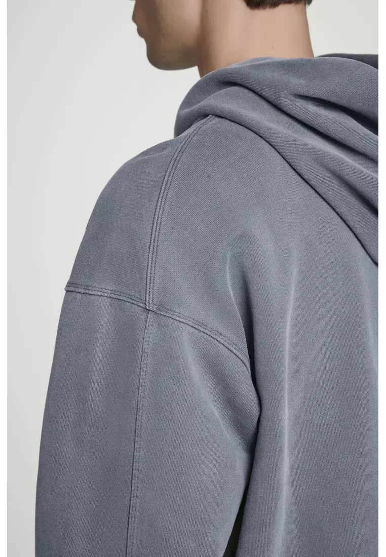 WASHED COTTON-JERSEY HOODIE