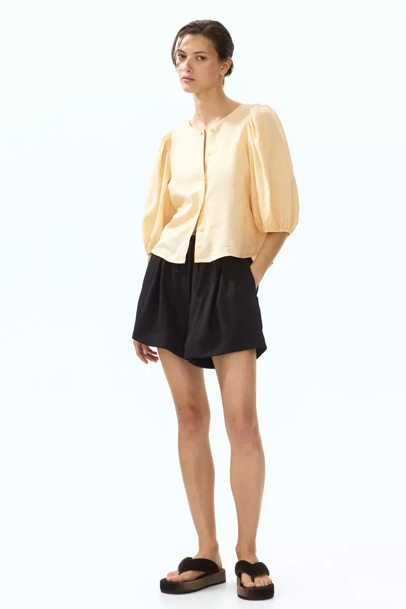 Linen-blend blouse
