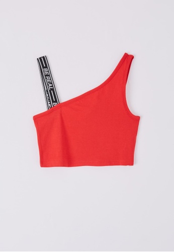 Terranova red Women's Top With Slogan Tape E1611AAB09AD99GS_1