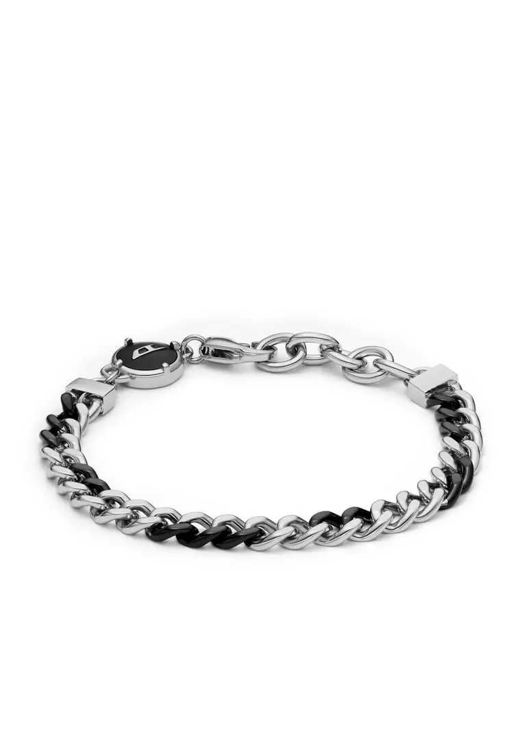 国内直営【DIESEL】 Two-Tone stainless steel chain bracelet Women's Two-Tone Stainless Steel Chain Bracelet | Silver