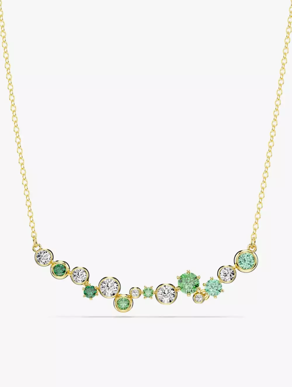 Constella necklace, Mixed cuts, Green, Gold-tone plated