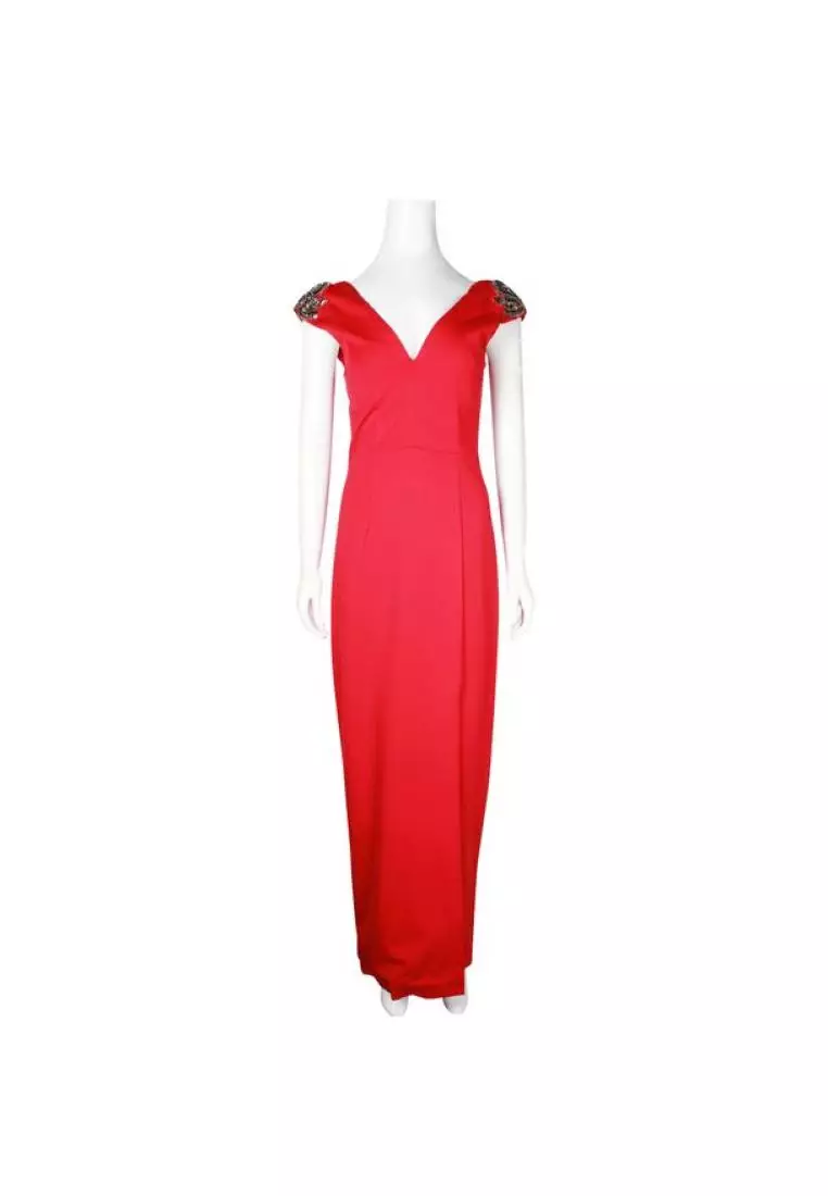 Olivia white sequin on sale strapless maxi dress bariano