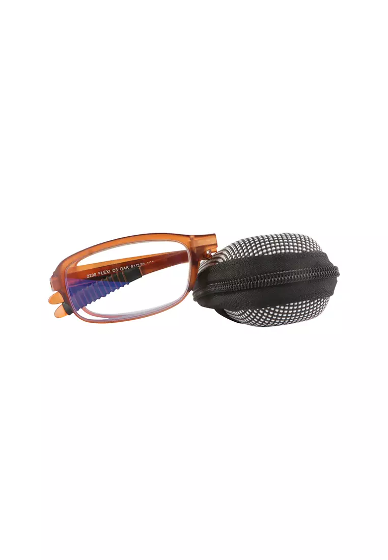 FLEXI (C2- Oak) +2.00 Anti-Radiation Foldable Reading Glasses for Women/Men