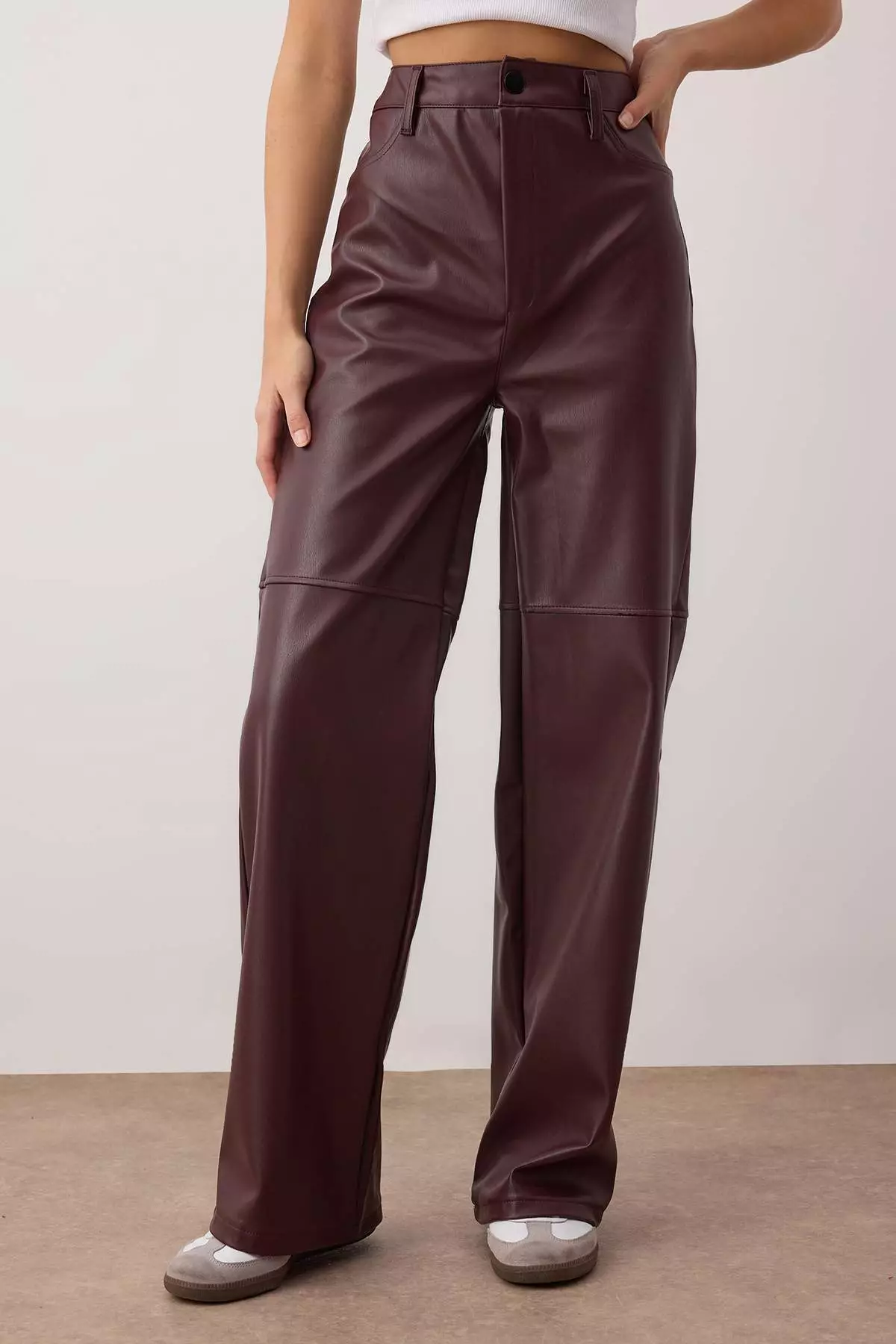 Relaxed/Comfortable Straight/Pipe Leg Hem Detail Pants Twoaw26Pl97