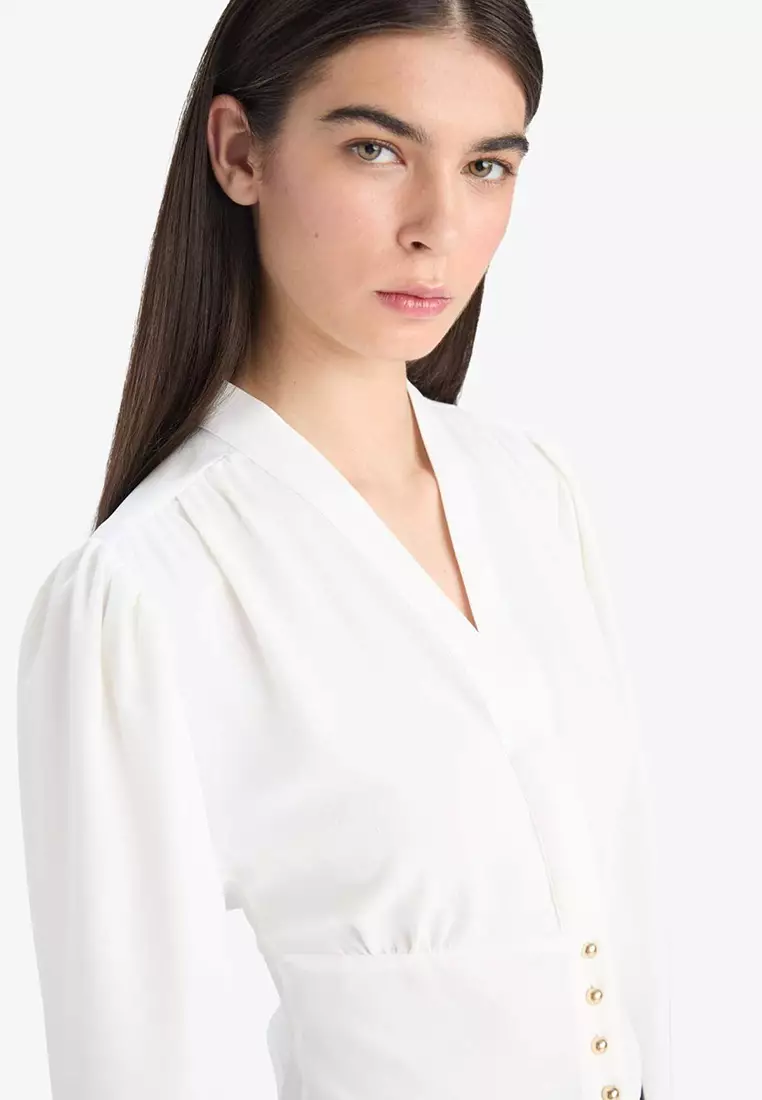 V Neck Crepe Blouse