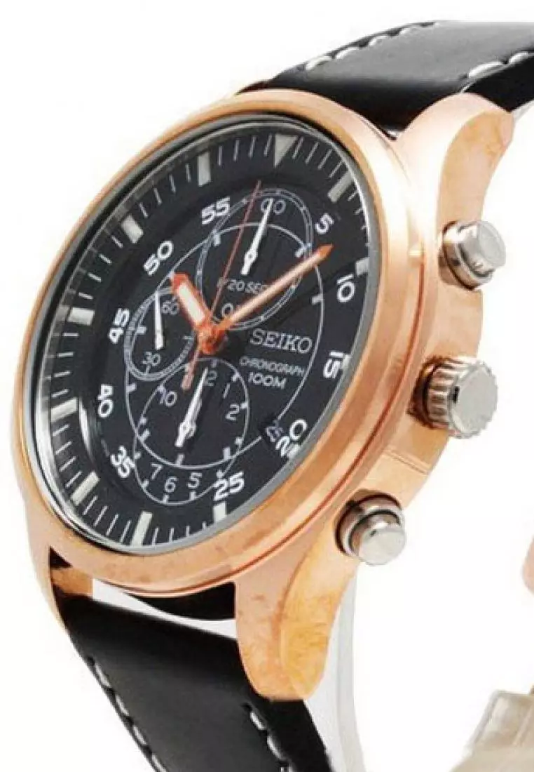 Jam Tangan Pria Seiko Chronograph SNDA20 Strap Leather Black