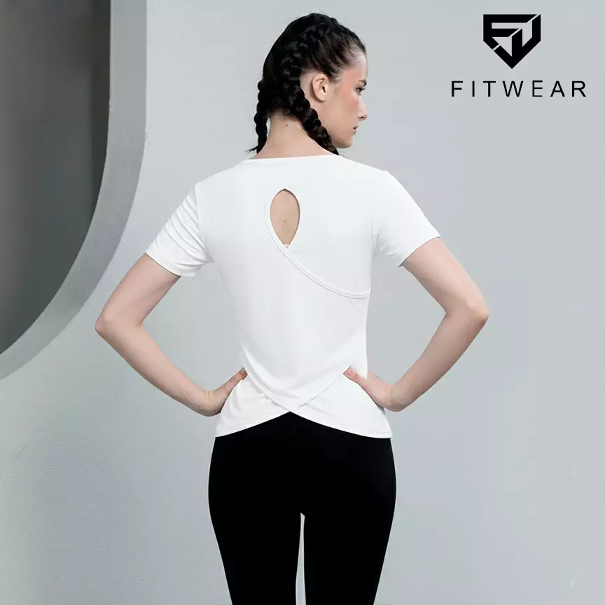 Fitwear Kaos Regular Fit Olahraga Wanita SYDNEY CROSSBACK CUTOUT - WHITE
