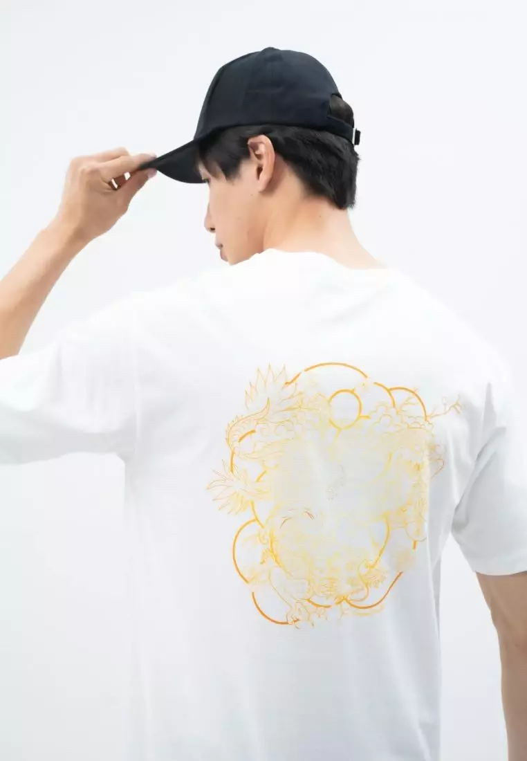 Houseofcuff T-shirt Kaos Putih Motif Gold Dragon Tersedia Size S-4XL