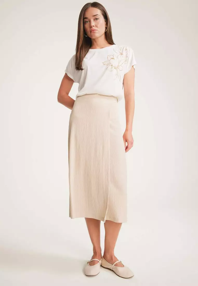 Regular Fit Basic Plain Midi Skirt