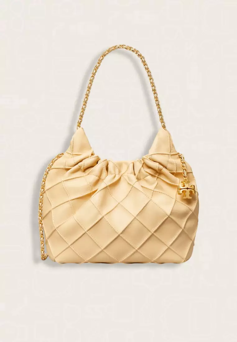 Tory Burch Mini Fleming Soft Hobo Bag Vanilla Soft Serve