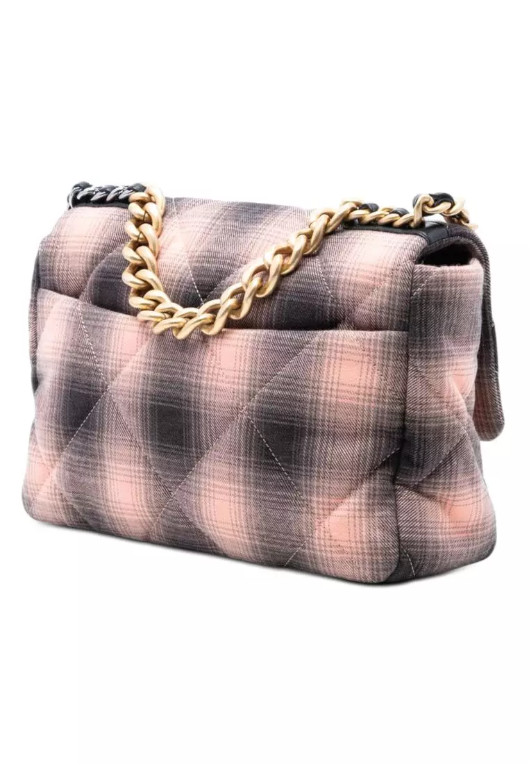 Pre-Loved Chanel Large Cotton Check 19 Flap