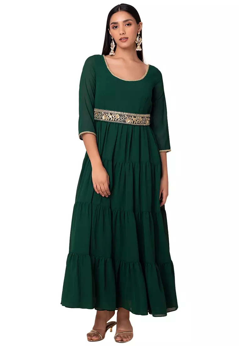 green emerald velvet dress Indya Dress – Idun