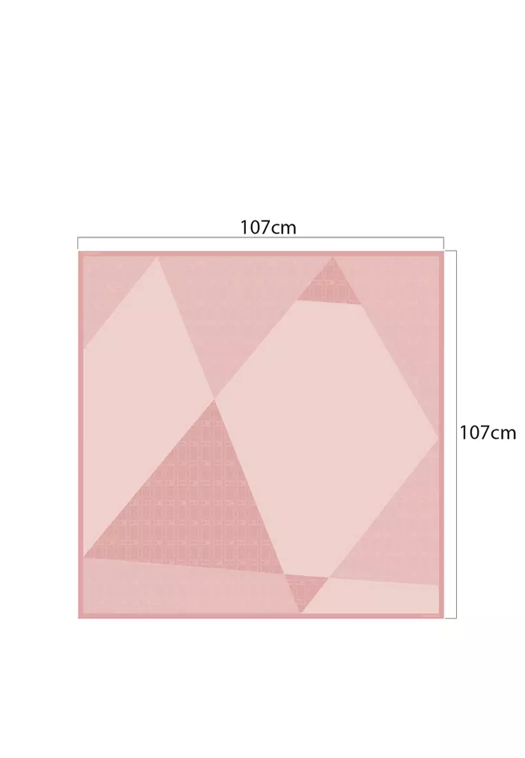 Pink Geometric Square Chiffon Scarf