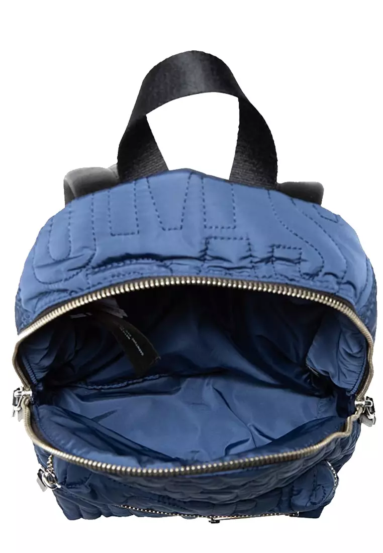Nylon Jumbled Logo Workwear Small Backpack Bag in Azure Blue 4S4HBP002H02