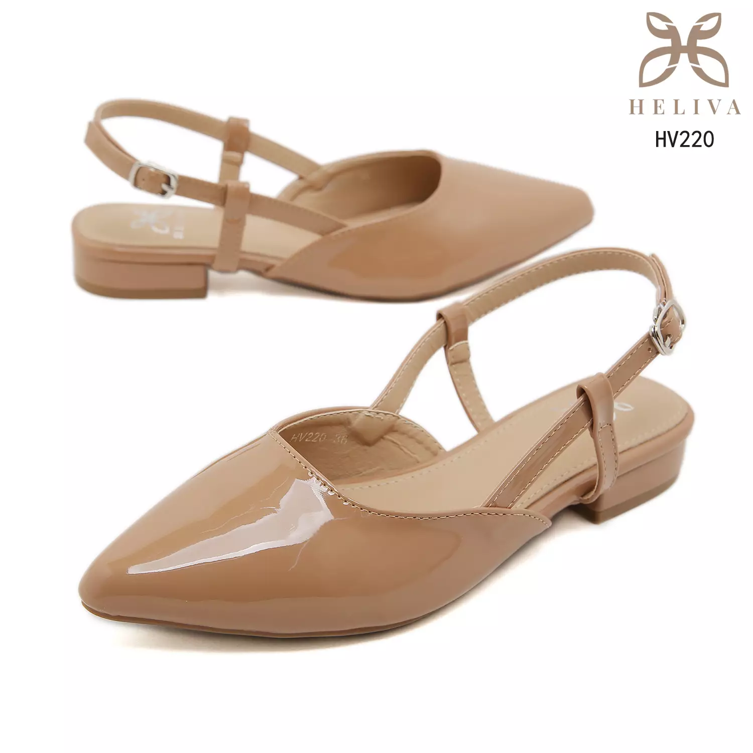 HELIVA LYSANDRA Slingback Flats 2cm Premium Pointed Toe Glossy Series HV220