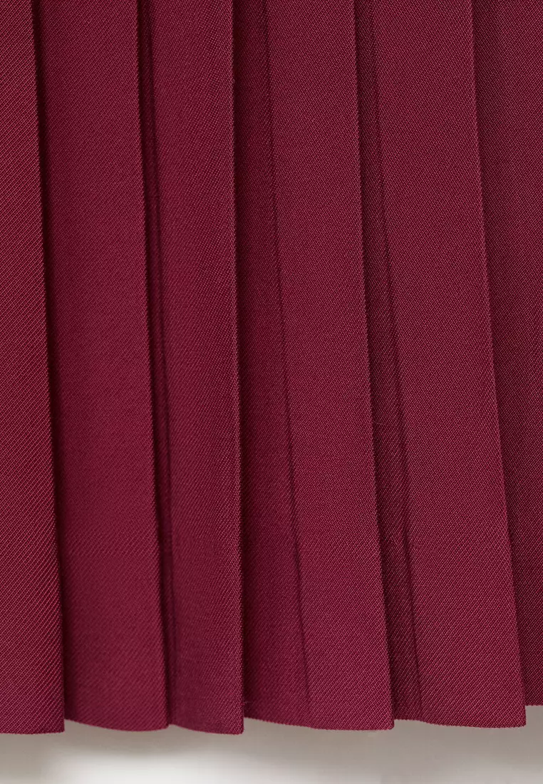 Pleated Skirt With Buckles