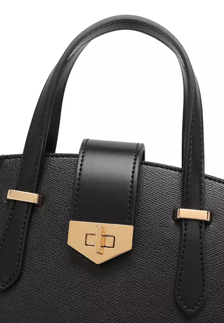 Women's Twist Lock Top Handle Bag / Sling Bag / Crossbody Bag (Tas Selempang / Tas Tangan) - Hitam