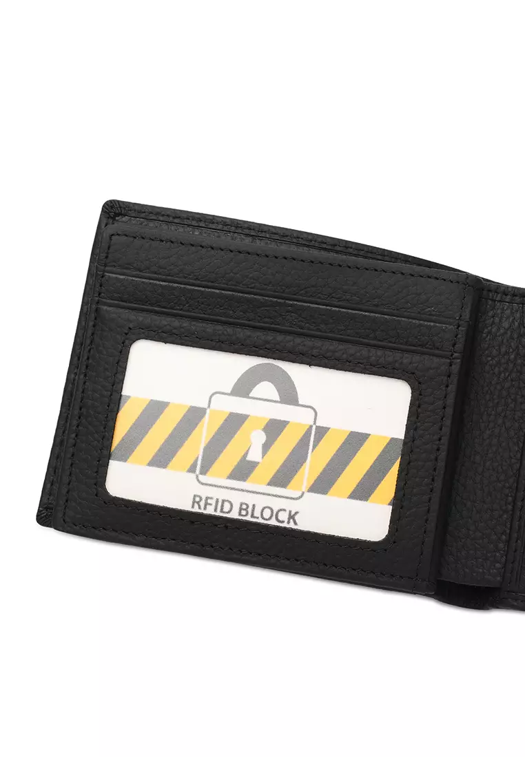 Men's Genuine Leather RFID Blocking Short Wallet (Dompet Pendek Pria Kulit Genuine RFID Blocking) - Hitam