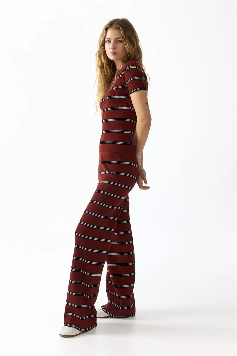 Rib-knit trousers