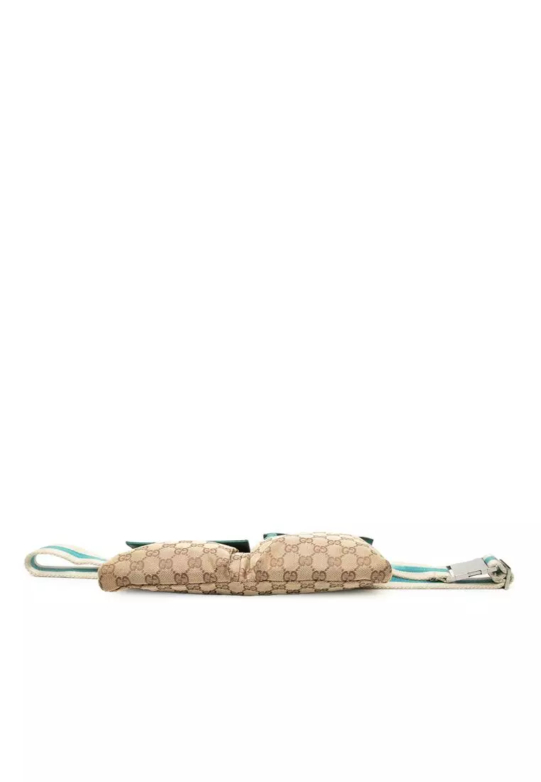 Pre-Loved Gucci Gg Canvas Web Double Pocket Belt Bag