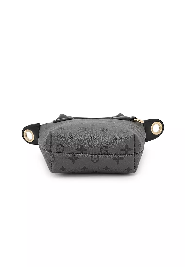 Women's Monogram Top Handle Bag / Sling Bag / Crossbody Bag - Black