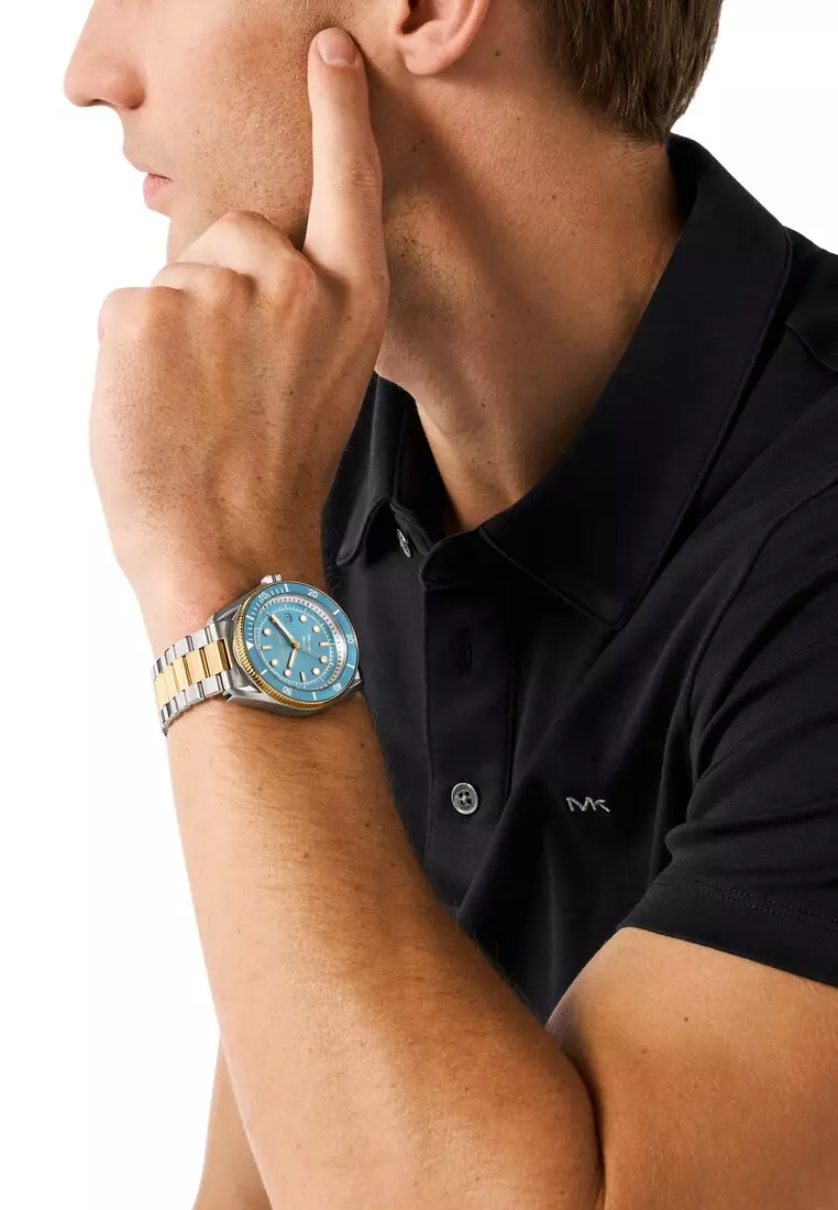 Michael Kors Men's Maritime Analog Watch ( MK9169 ) - Quartz, Silver Case, Round Dial, 22 MM Two Tone Stainless Steel Band